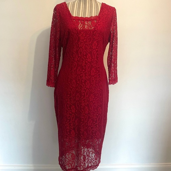 NWOT Candie's Column Lace Dress with Lace Sleeves - Picture 2 of 7